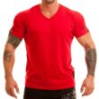 MNX V neck basic T-shirt, red